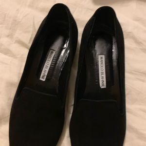 Manolo Blahnik Black Suede Loafers Dipla 
Sz 37.5
